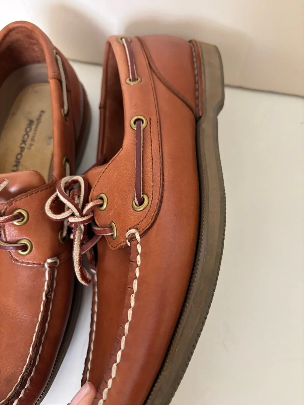 ROCKPORT Men’s Tan Leather Boat Shoes Size 8.5